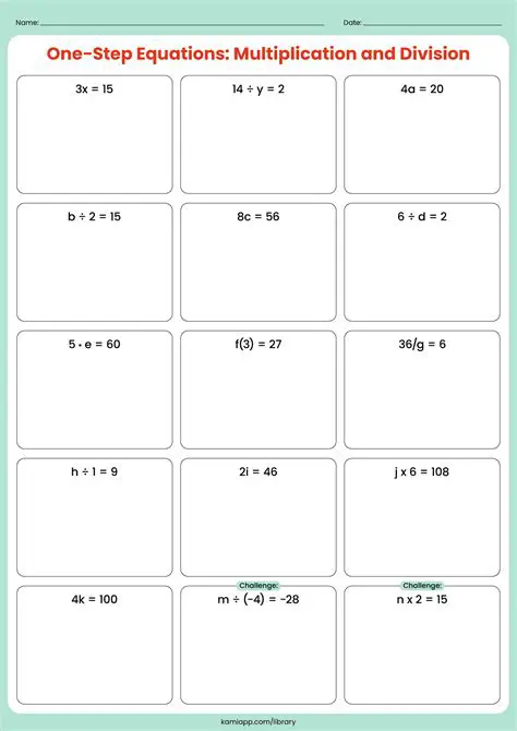 Common Division and Multiplication Equations