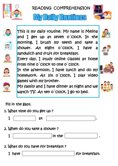 DAILY ACTIVITIES READING COMPREHENSION