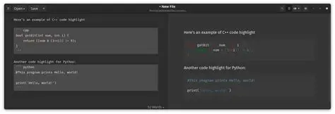 Delimited code blocks with syntax highlighting