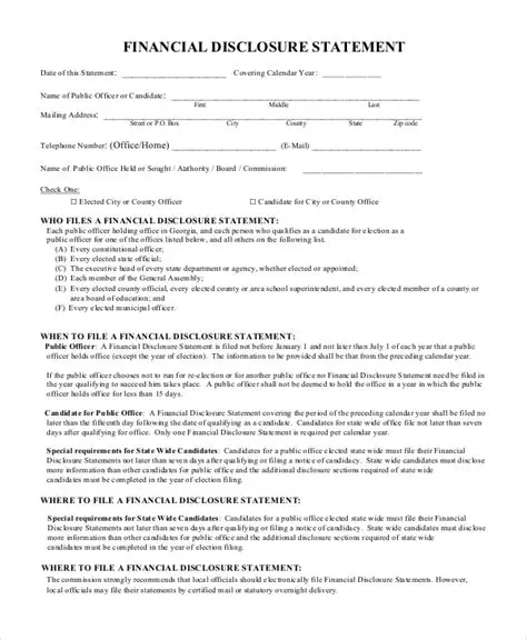Financial disclosure forms
