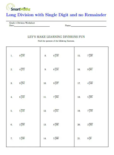 Frequently Asked Questions about Long Division with Single Digit Divisors