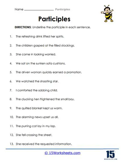 Identifying Participles in Sentences