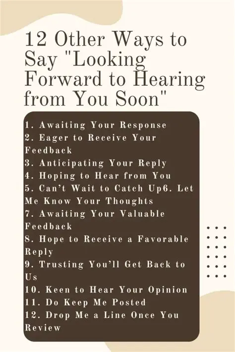 Looking forward to hearing from you