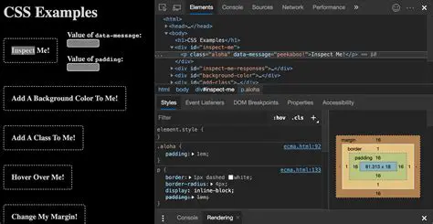 Propiedades definidas en el archivo CSS