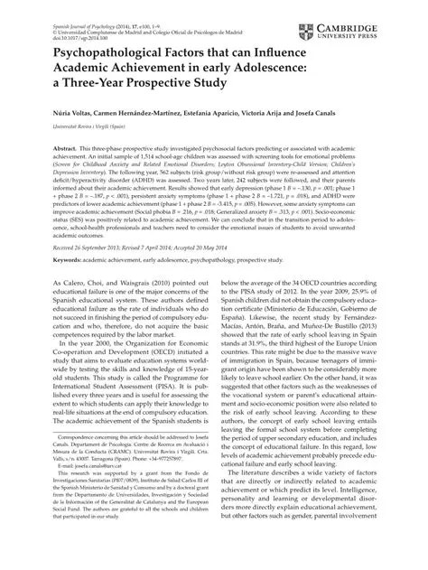 Psychopathological Impact on Academic