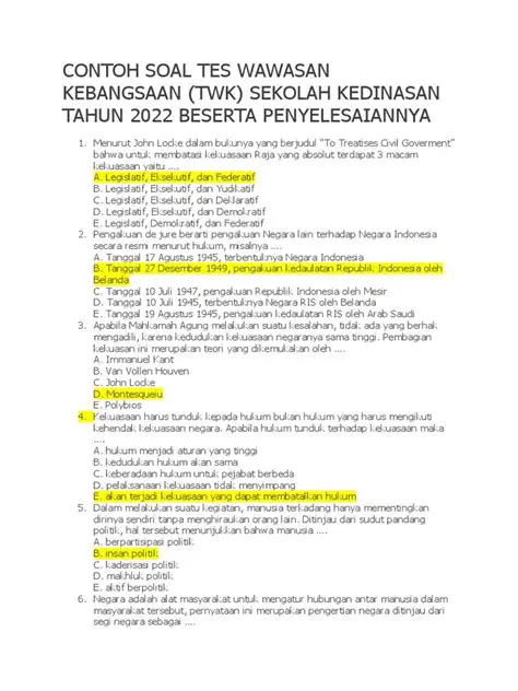 Soal Tes Wawasan Kebangsaan