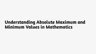 The Concept of Minimum Value